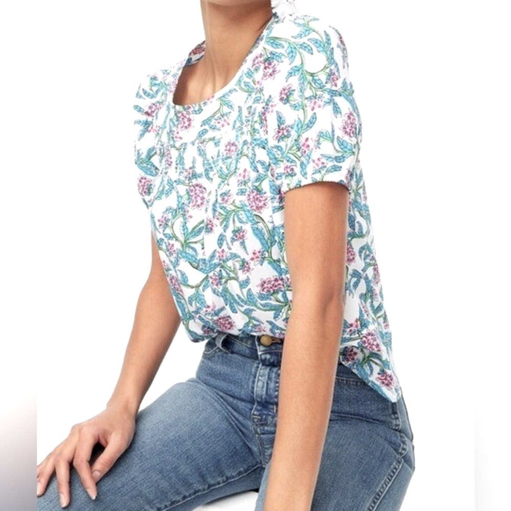 J. Crew Floral Blouse in Blue and Pink 100% cotton size medium